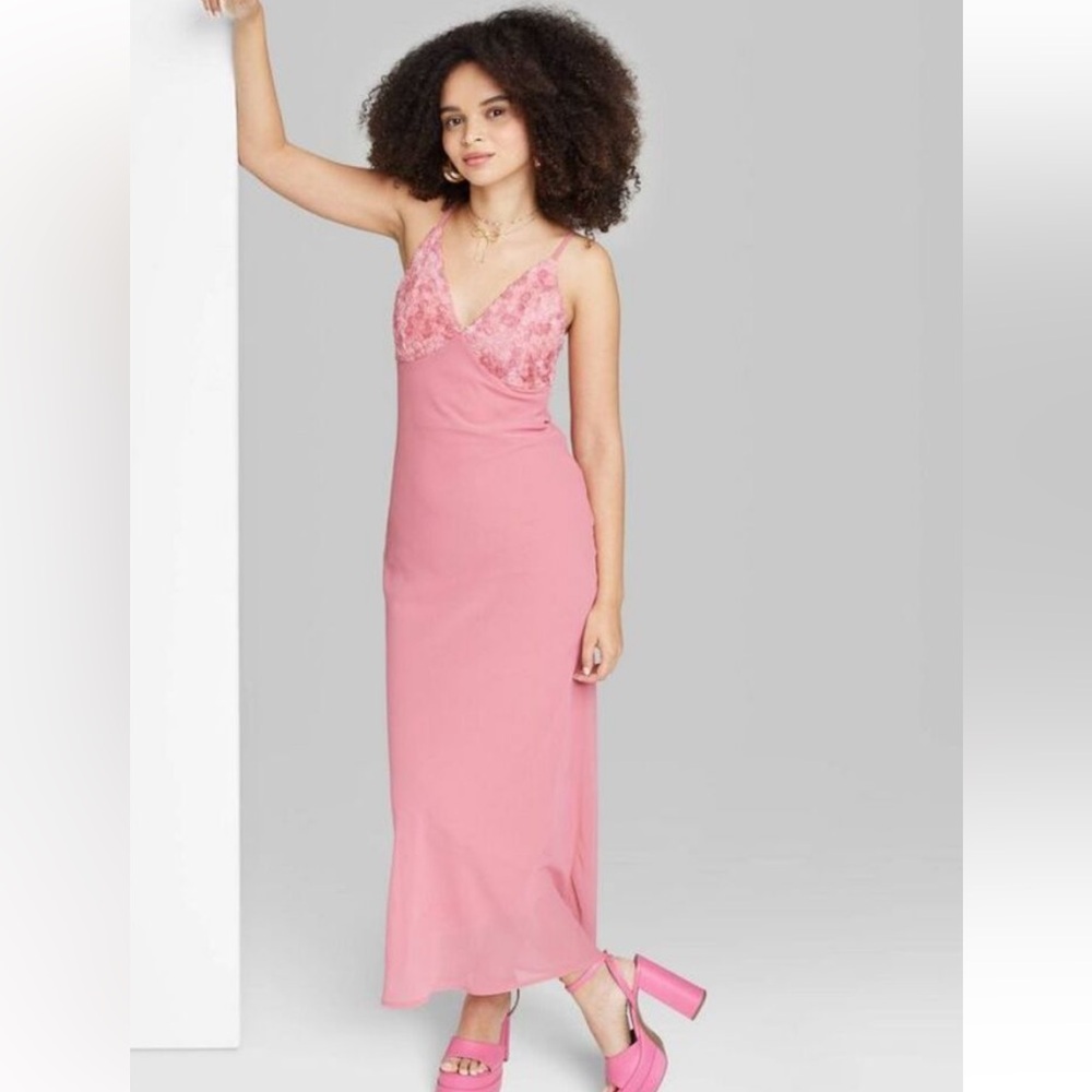 Wild Fable Blush Rosette Cup Maxi Dress